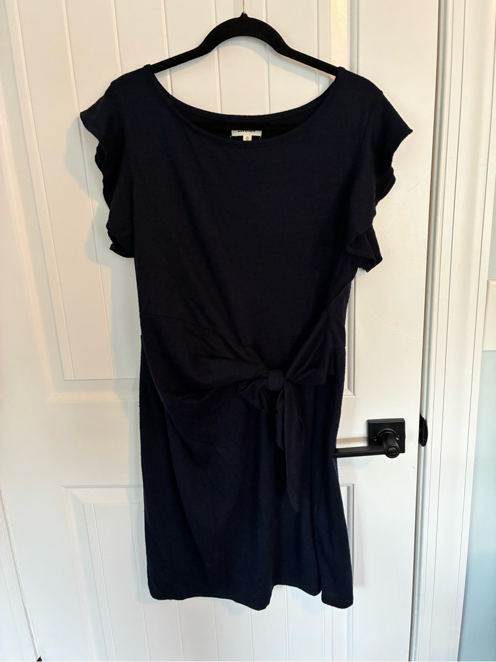 Max Studio Navy Tie-Waist Midi Dress